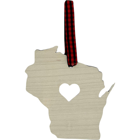 Wisconsin Heart Ornament