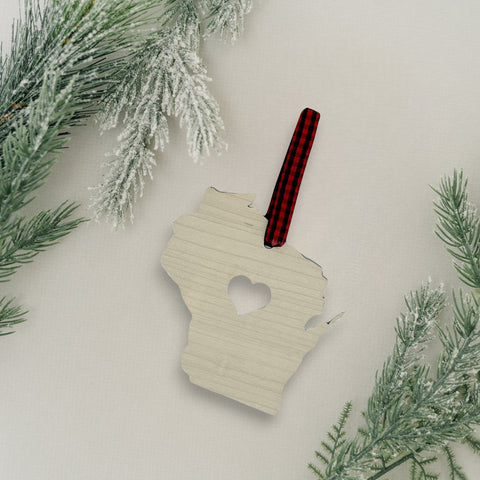 Wisconsin Heart Ornament