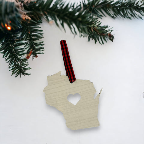 Wisconsin Heart Ornament