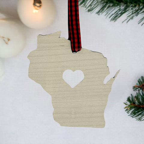 Wisconsin Heart Ornament