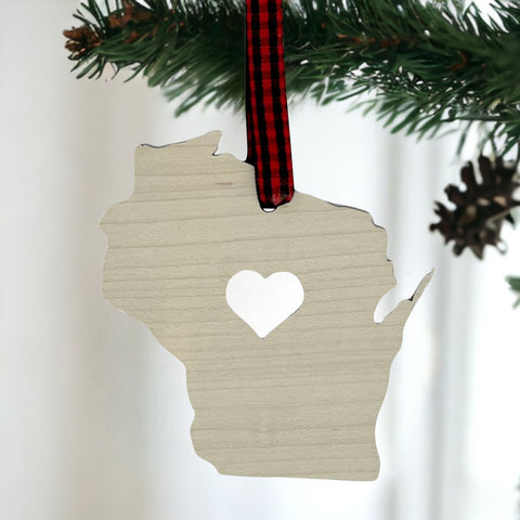 Wisconsin Heart Ornament