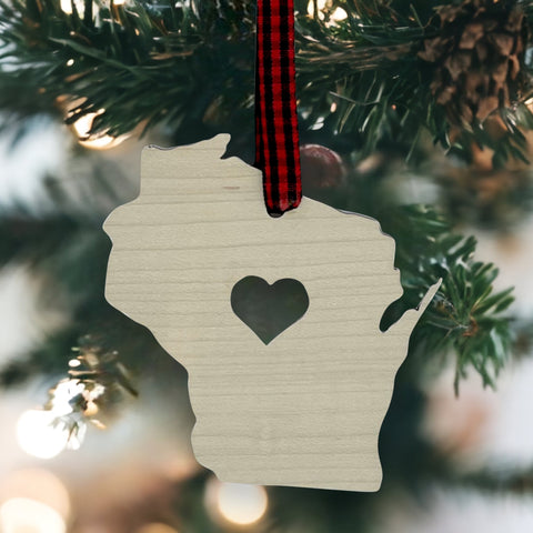 Wisconsin Heart Ornament