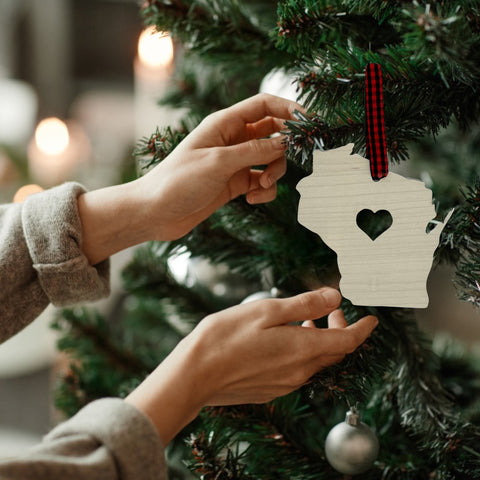 Wisconsin Heart Ornament