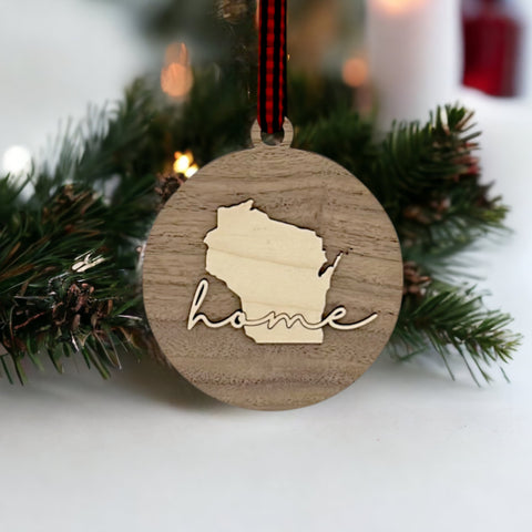 Wisconsin Home Cursive Ornament