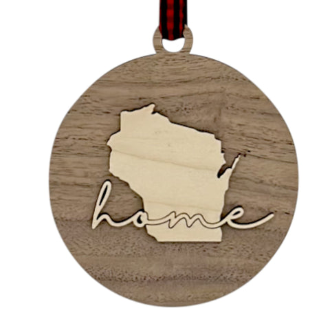 Wisconsin Home Cursive Ornament