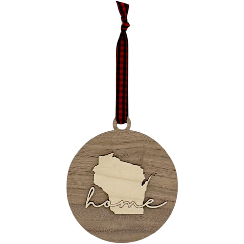 Wisconsin Home Cursive Ornament