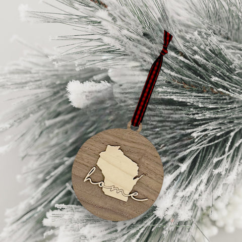 Wisconsin Home Cursive Ornament