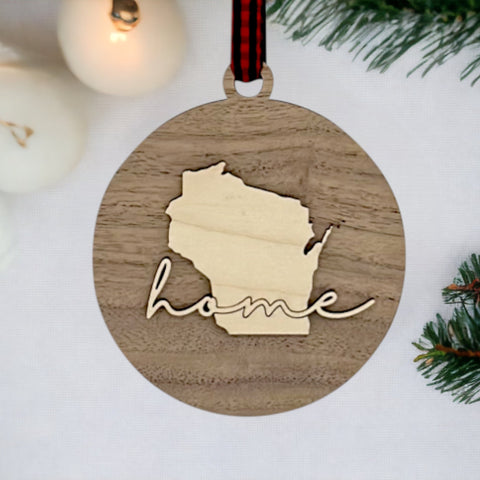 Wisconsin Home Cursive Ornament