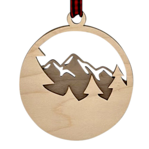 Wood Style Mountain Ornament