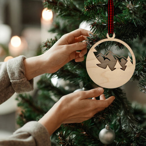 Wood Style Mountain Ornament