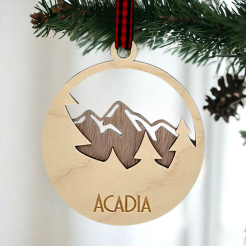 Wood Style Mountain Ornament