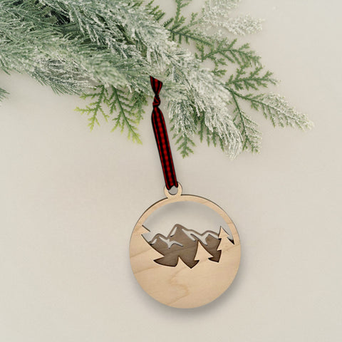 Wood Style Mountain Ornament