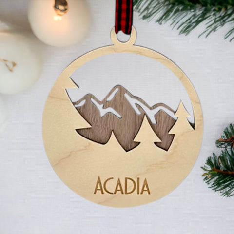 Wood Style Mountain Ornament