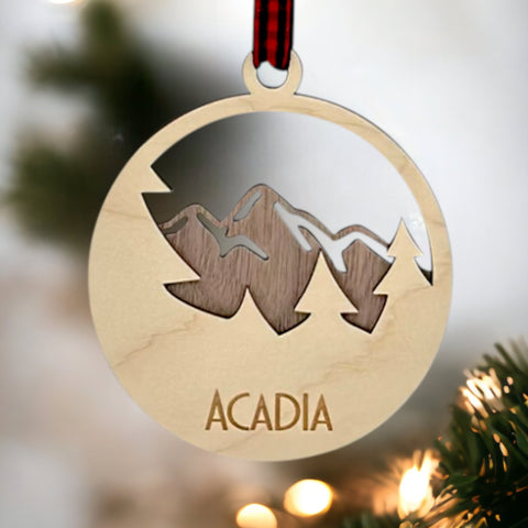 Wood Style Mountain Ornament