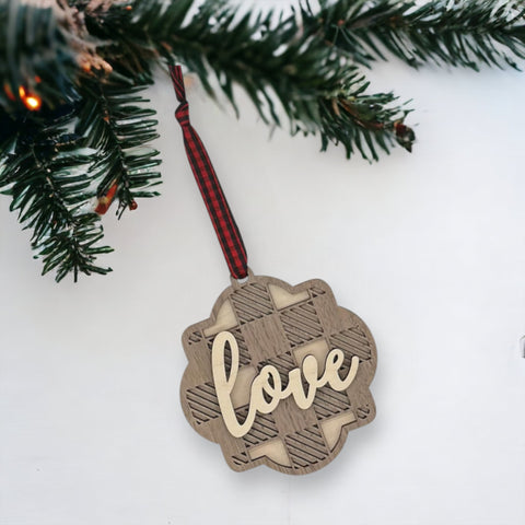 Wooden Love Christmas Ornament