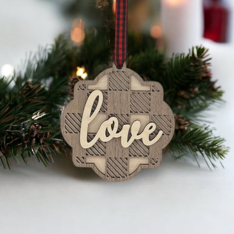 Wooden Love Christmas Ornament