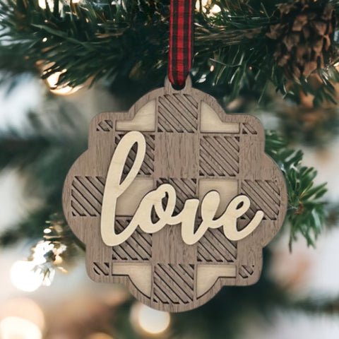 Wooden Love Christmas Ornament