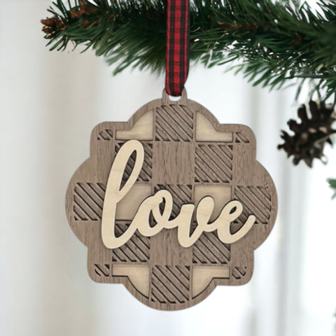 Wooden Love Christmas Ornament