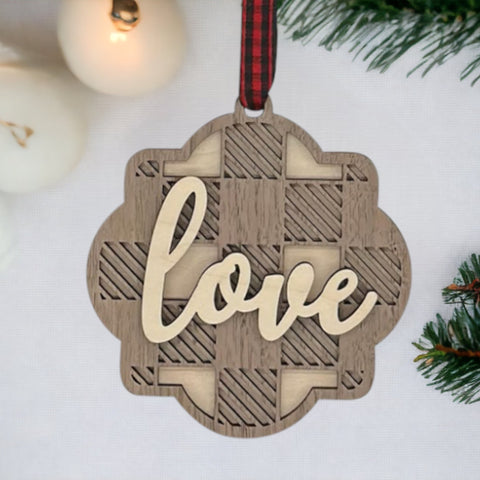 Wooden Love Christmas Ornament