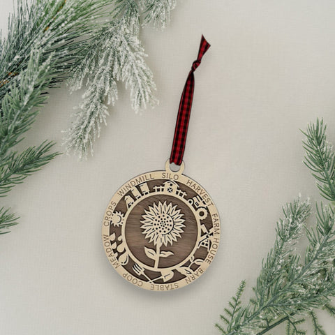 Wooden Sunflower Ornament