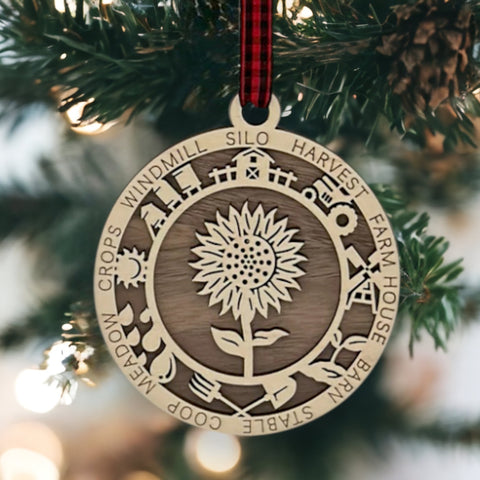 Wooden Sunflower Ornament