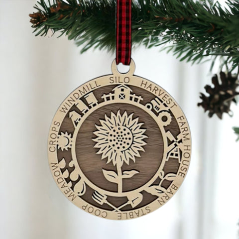 Wooden Sunflower Ornament