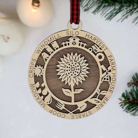 Wooden Sunflower Ornament