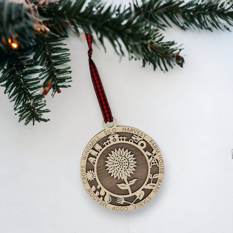 Wooden Sunflower Ornament