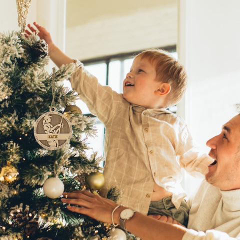 Tailored for fishing enthusiasts, this custom keepsake adds a personal touch to your tree. Celebrate the catch and passion of your angler with this spirited ornament. Customize now for a reel-y unique touch in holiday decor – order your Personalized Female Fishing Ornament today!