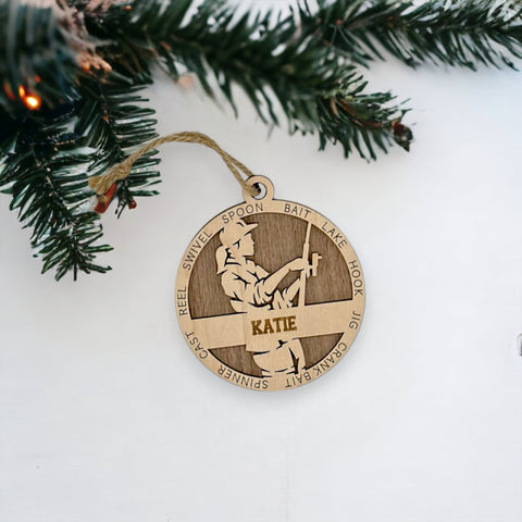 Tailored for fishing enthusiasts, this custom keepsake adds a personal touch to your tree. Celebrate the catch and passion of your angler with this spirited ornament. Customize now for a reel-y unique touch in holiday decor – order your Personalized Female Fishing Ornament today!